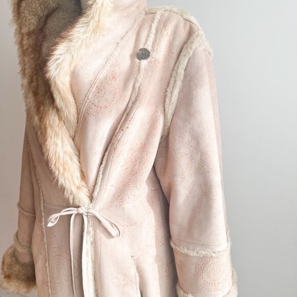 Jones New York Faux Sude Faux Fur Hooded Russian Princess Maxi Coat XL - Picture 7 of 12
